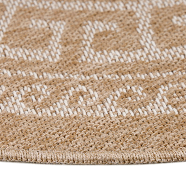 Jute Look Vloerkleed - Rond - Beige Patroon