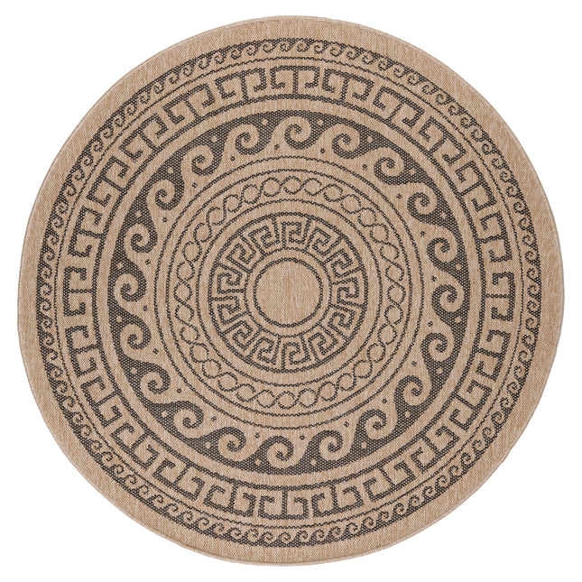 Tapis aspect jute - Rond - Motif noir