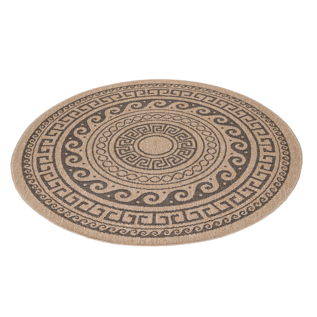 Tapis aspect jute - Rond - Motif noir