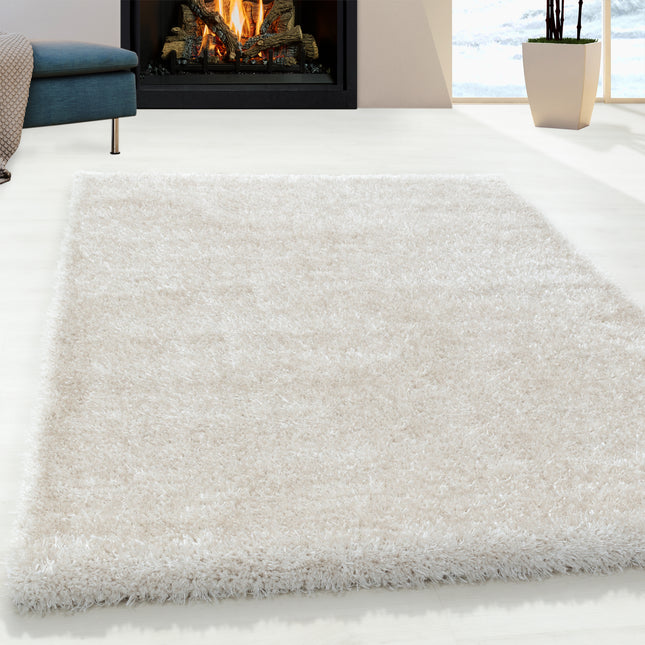 Tapis à poils longs de luxe - Uni - Crème