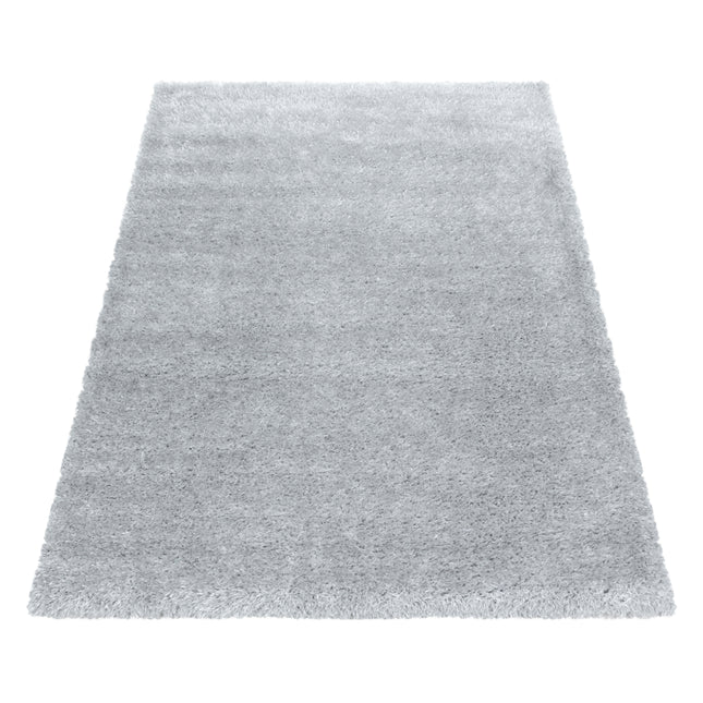 Hochflor Teppich Luxus - Uni - Silber