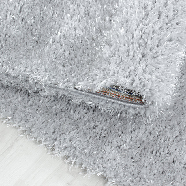 Hochflor Teppich Luxus - Uni - Silber