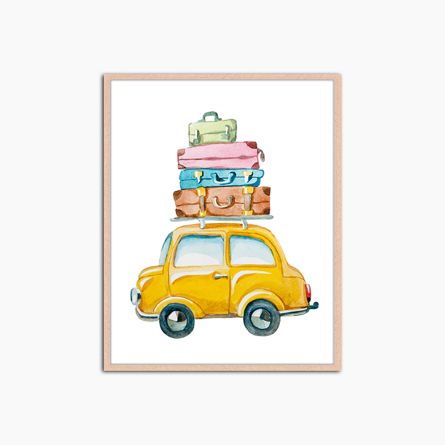 Yellow car - Print Muurdecoratie